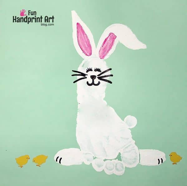 Footprint Easter Bunny Arts Crafts for 2 and 3 year olds from Fun Handprint Art 
