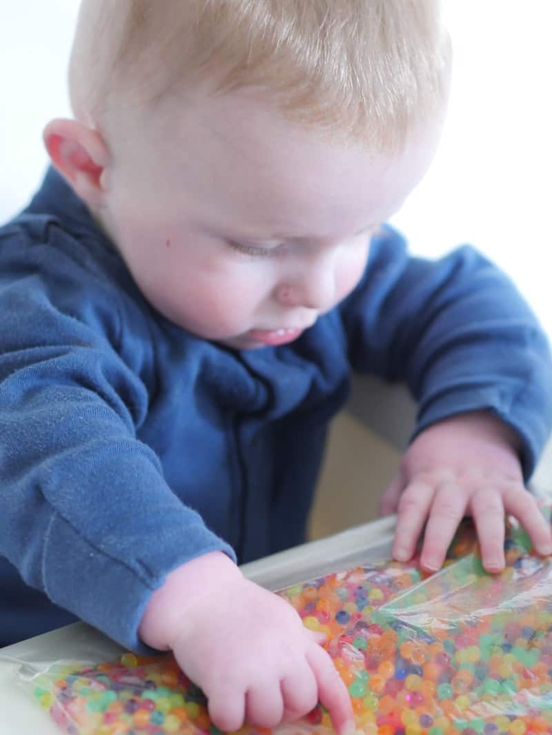 Water beads in a bag - Easter sensory activity for babies