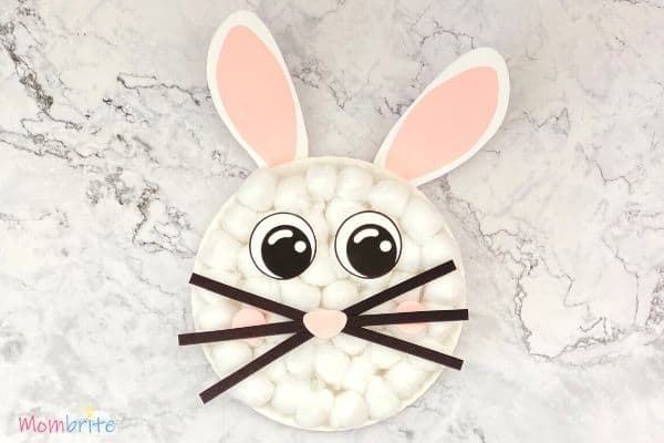 Cotton Ball Easter Bunny Craft for 3 year olds [Free Template]