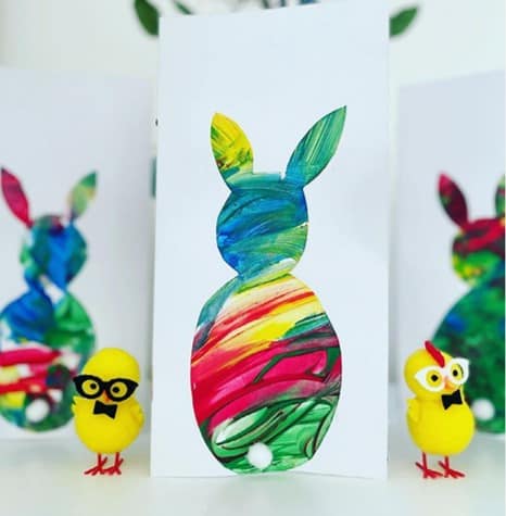 Messy Painted Easter Bunny Cards for toddlers from @whatbladidnext