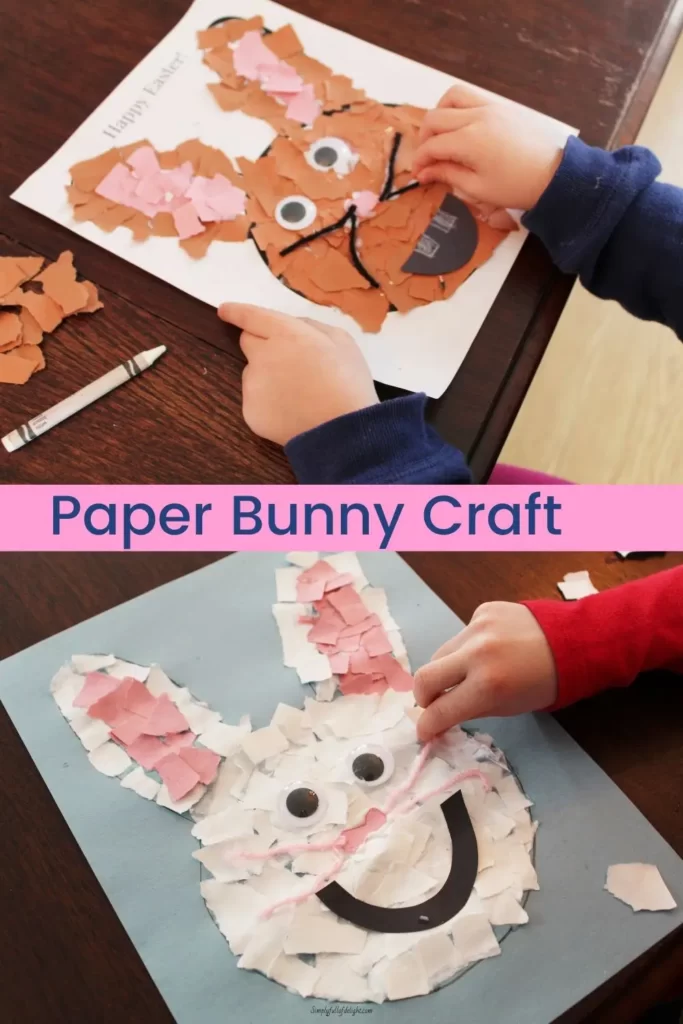 Ripped Paper Easter Bunny Craft for 1 and 2 year olds