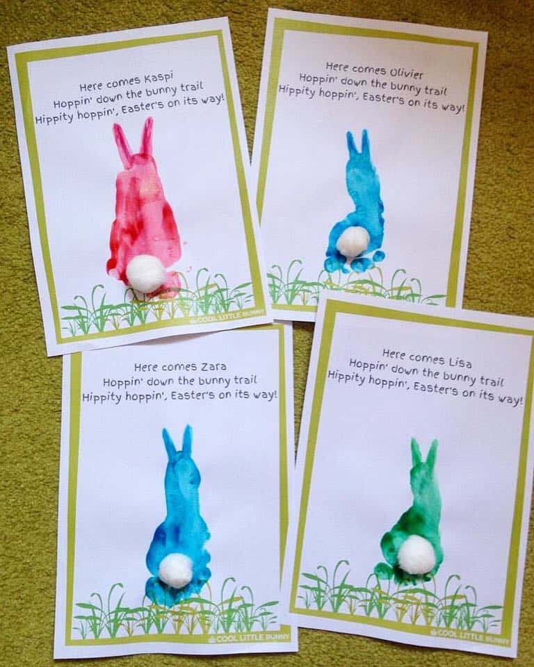 Fluffy Tailed Footprint Easter Bunnies from Cool Little School