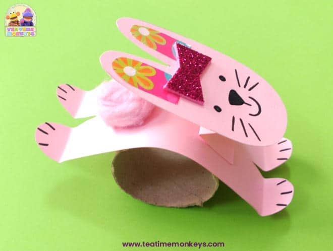 Hopping Easter Bunny Rabbit Craft for toddlers from Teatime Monkeys