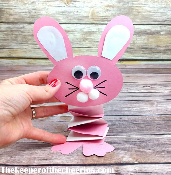 Bouncing Paper Bunny for toddlers at Easter