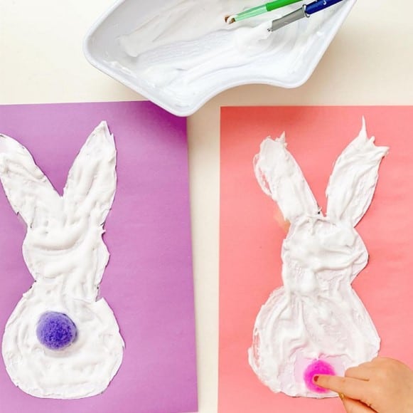 Puffy Paint Bunnies for toddlers from @smockspaperscissors