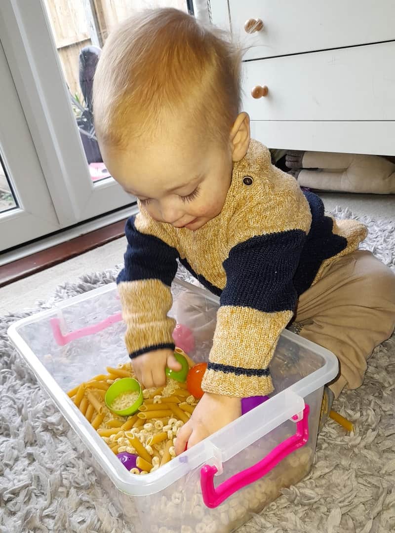 fun Easter sensory activity for babies with plastic eggs