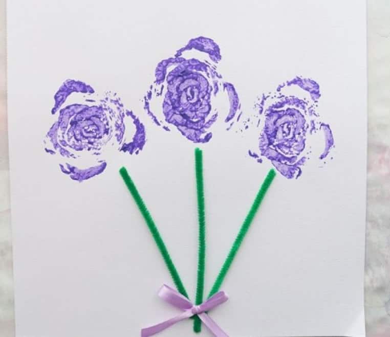 Celery stamped flower Mothers Day card from toddlers