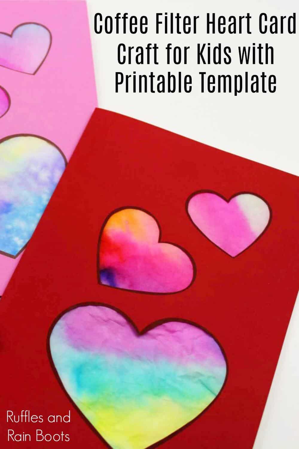 Coffee Filter Heart Card with Printable for toddlers