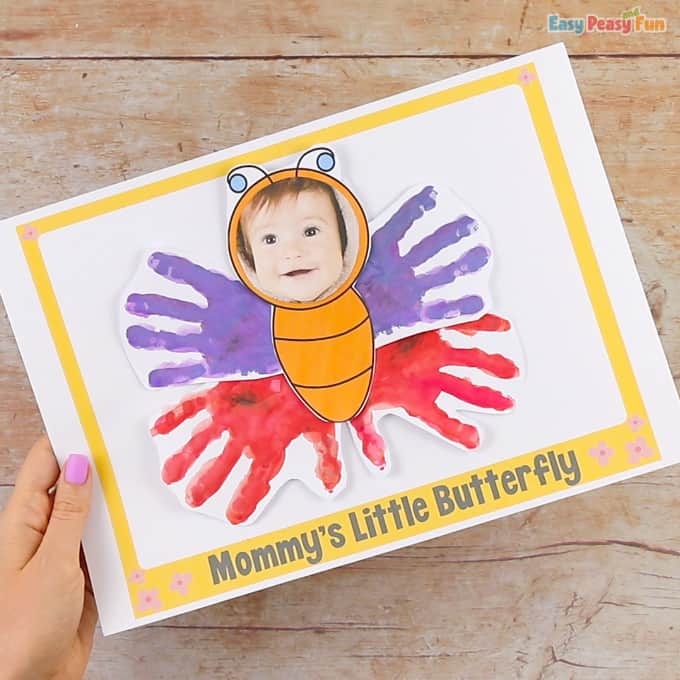 Butterfly Handprint Card Easy craft for toddlers on Mothers Day