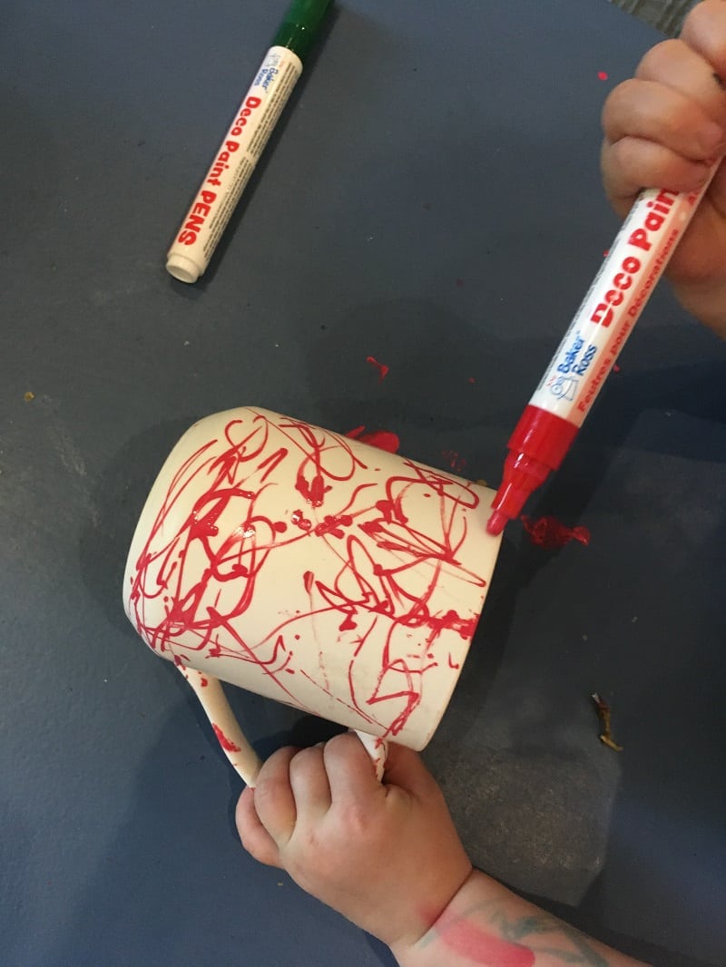 Sharpie mugs made by toddlers on Mothers Day