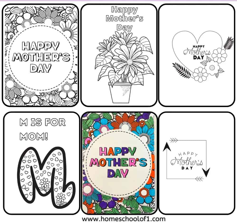 DIY Mothers Day Coloring Cards craft for toddlers on Mothers Day