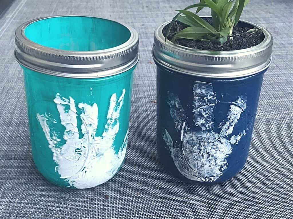 Mothers Day handprint flowerpot craft for toddlers to make