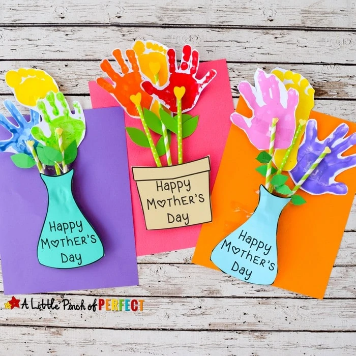 Easy Mother’s Day Handprint Flower Craft (Free Template) for toddlers or preschoolers to make for grandma