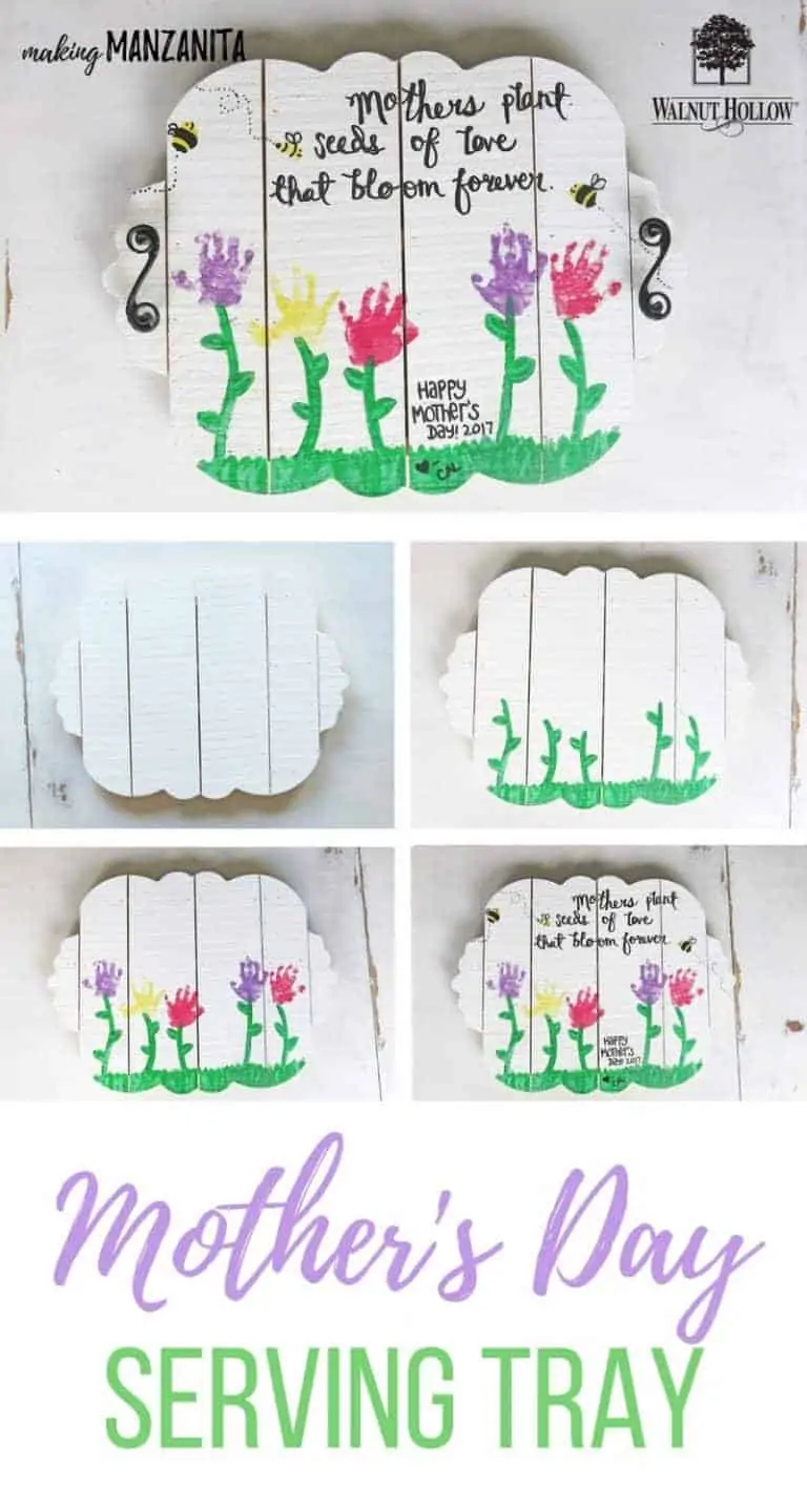 Mother's Day Serving Tray with Kid's Handprints diy gift