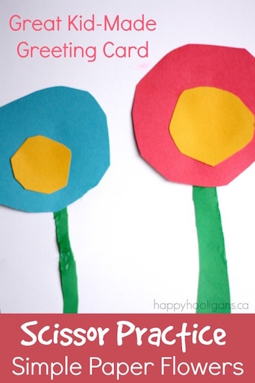 Paper flower Card for preschoolers to make Mothers Day