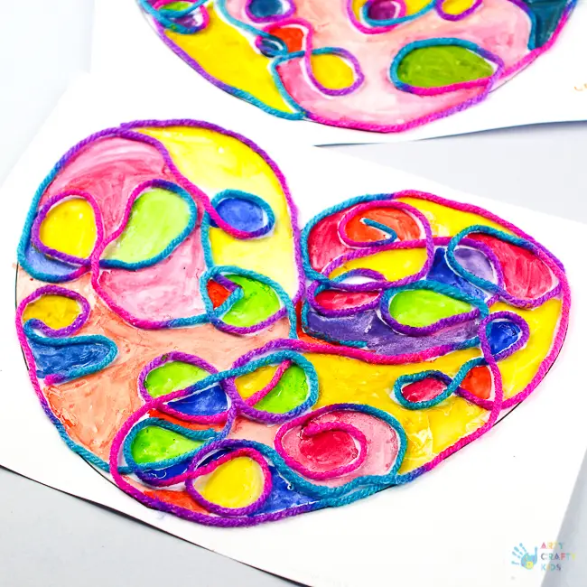 Yarn Squiggle Heart - np from Kids Craft Room toddler Mothers Day craft
