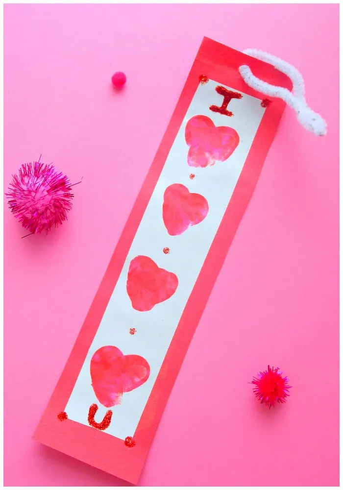 Thumbprint Heart "I Love You" Bookmark toddler craft from In the Playroom