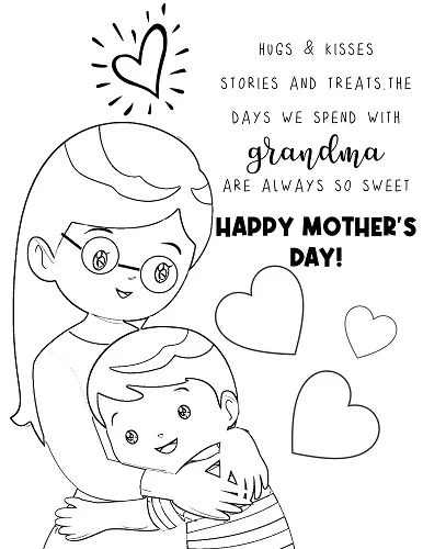 Mothers Day Coloring Pages For Grandma for toddlers and preschoolers