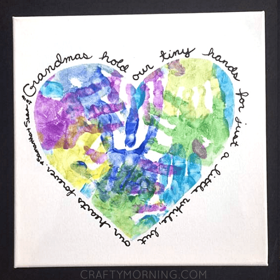 Heart Handprint Canvas for Grandma for toddlers to make