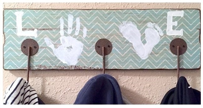 Handprint Coat Rack Mothers Day Craft ideas for preschoolers to make 