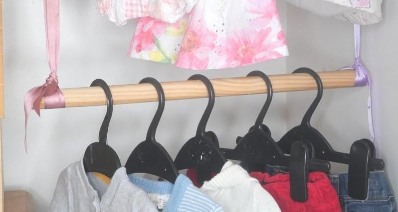 small baby closet idea, maximize space by adding rail