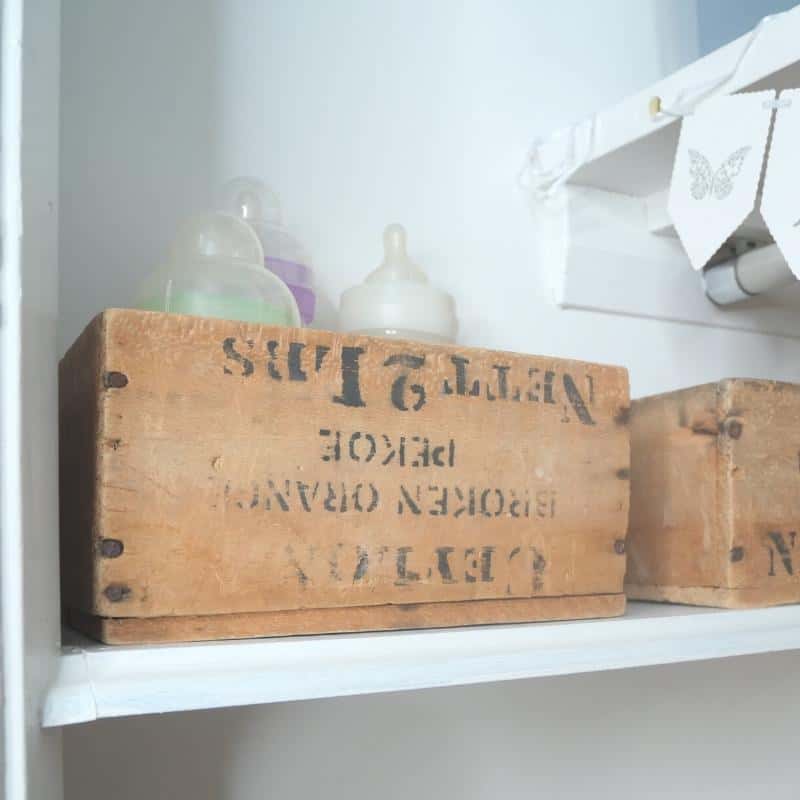 baby room closet idea using old storage boxes