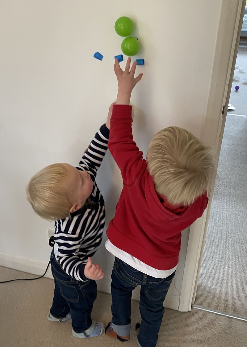 Playing with the ball wall & Indoor gross motor activities for toddlers