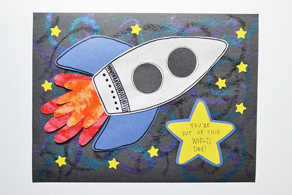 Rocket ship fathers day crafts for toddlers for grandpa and Dad too