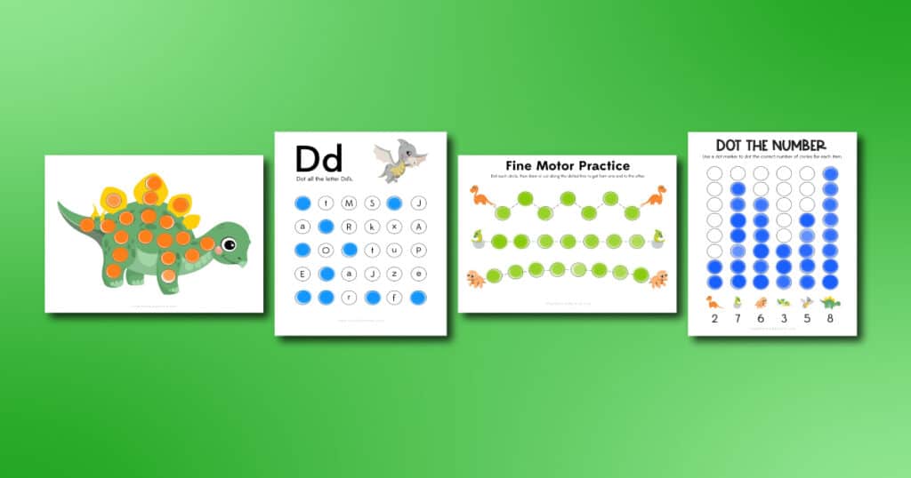 dinosaur dot printing art activities for preschoolers