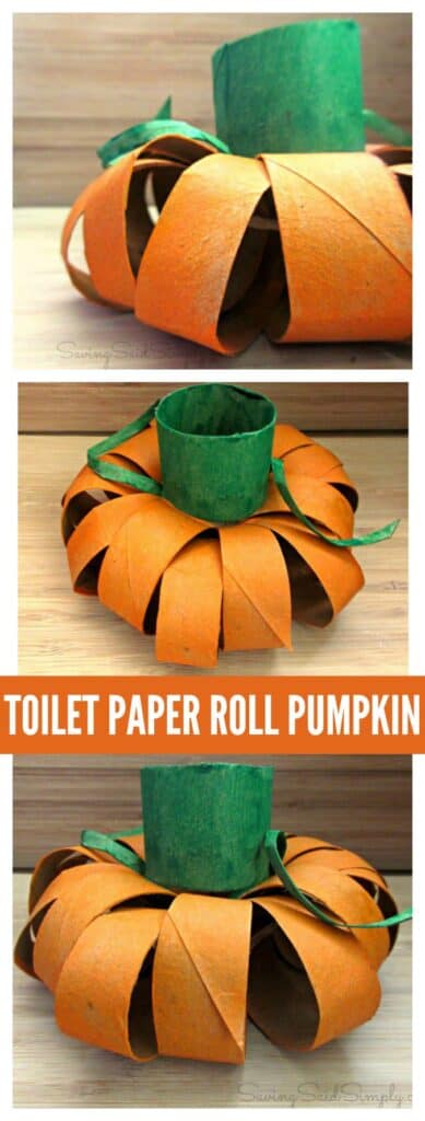 pumpkin for an easy toilet paper roll crafts for toddlers