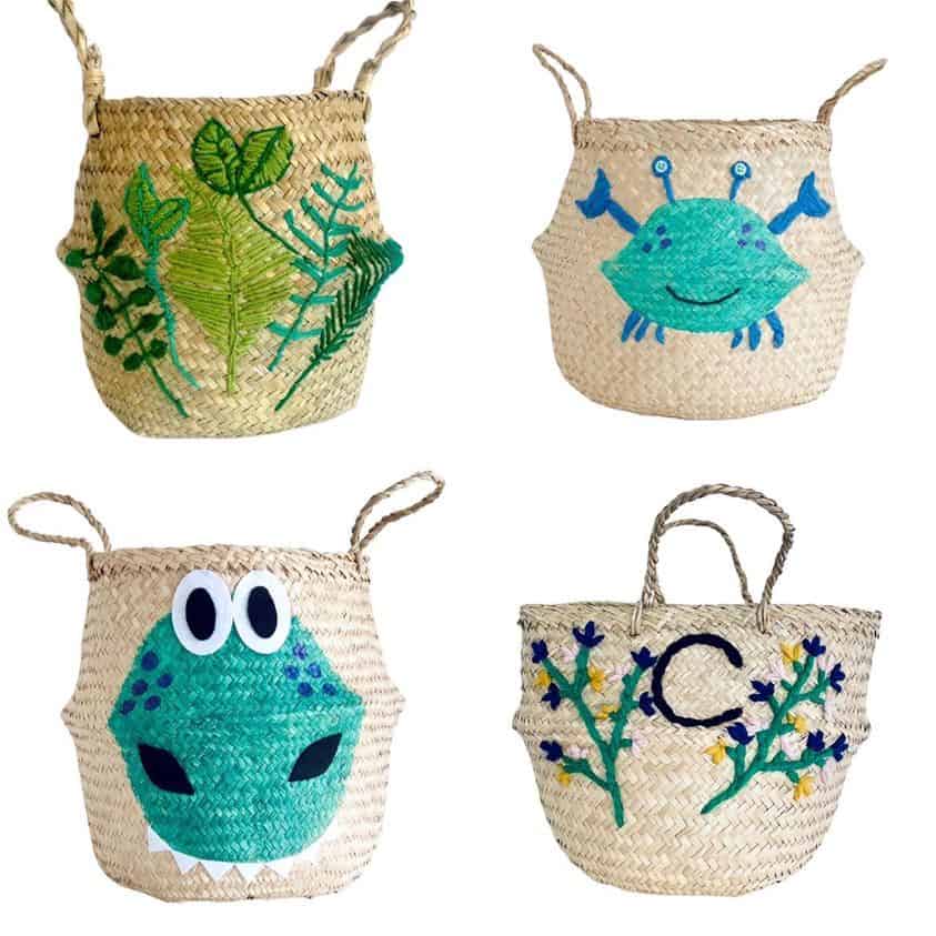 cute baskets as green nursery accessories