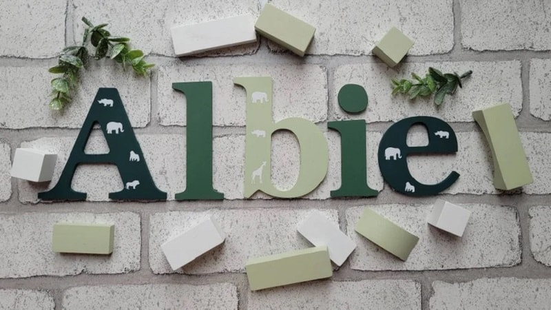 green box letters for nursery accessories