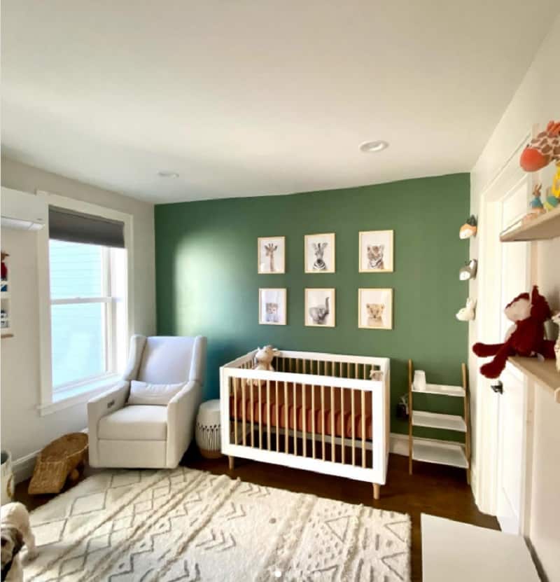 green wall nursery ideas with safari theme