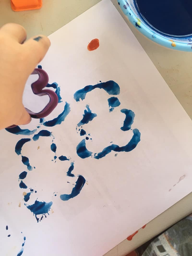 cookie cutter painting for art projects for 1 year olds to practice fine motor skills