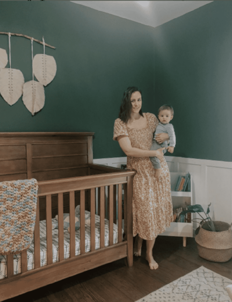 gender neutral dark green nursery ideas