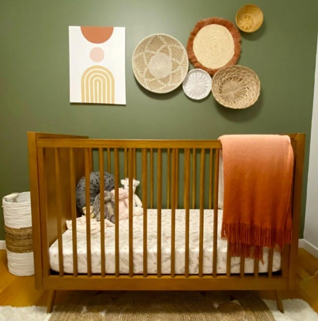 boho themed green and brown nursery ideas