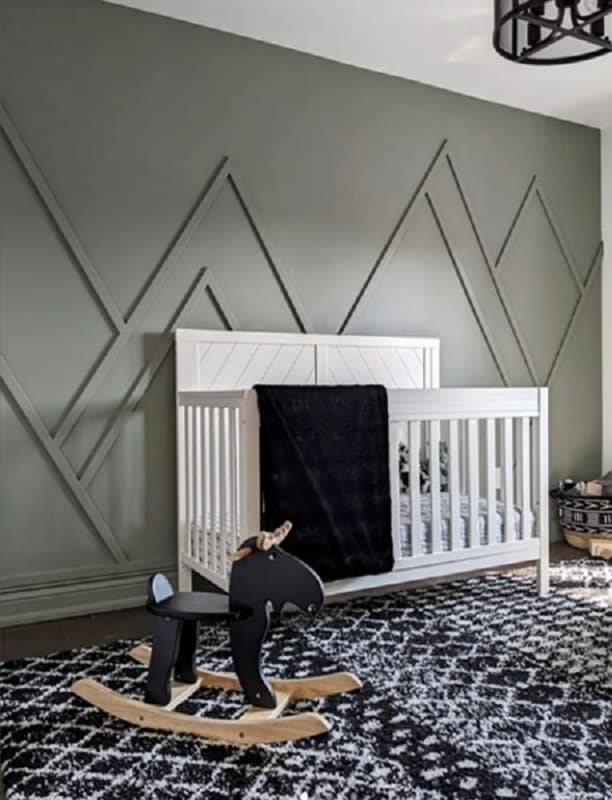 green wall nursery ideas with black accent