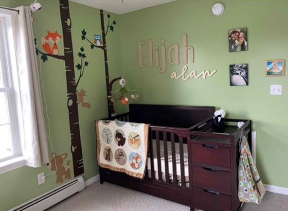 green and brown nursery ideas with woodland theme