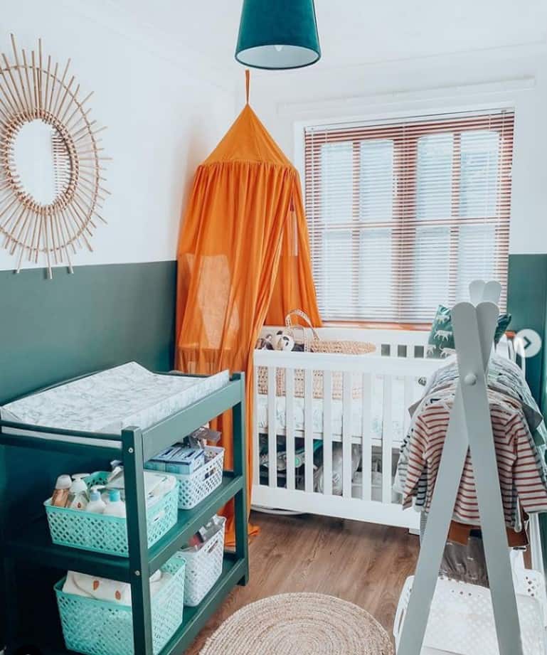 white and dark green nursery ideas