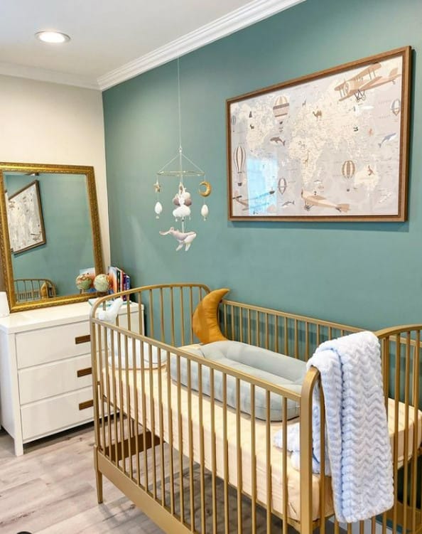 vintage theme green and white nursery ideas