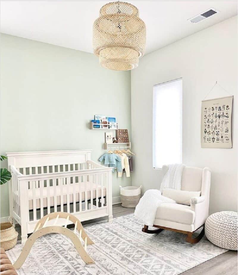 light green nursery room for the baby