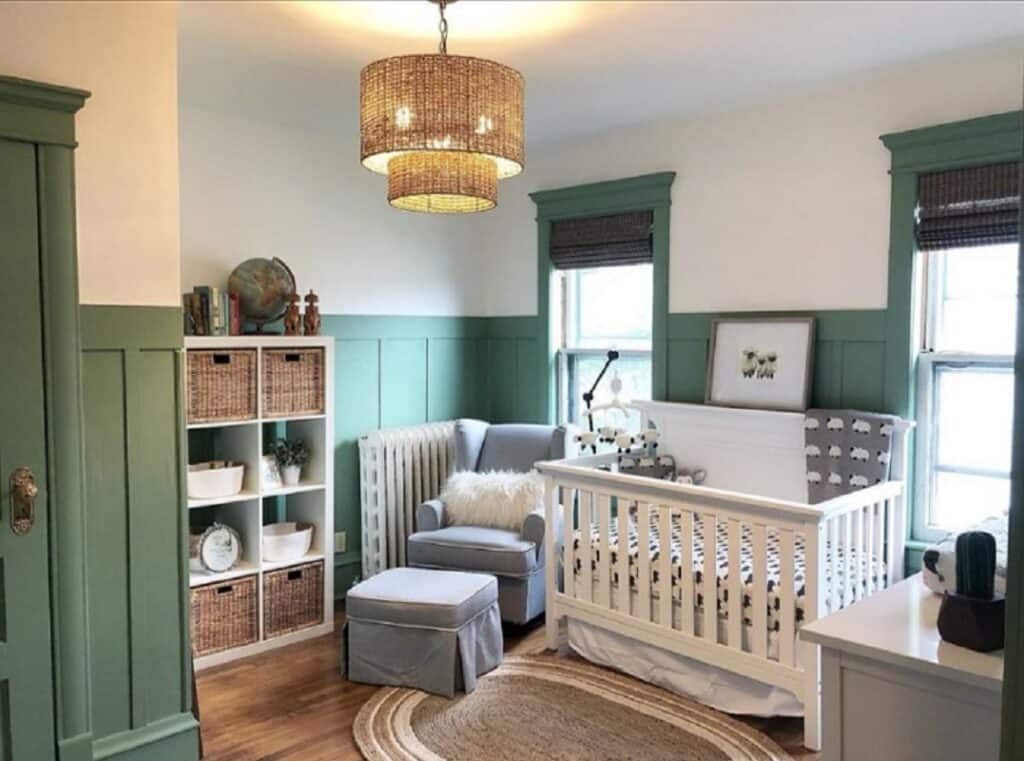 gender neutral green and white nursery ideas