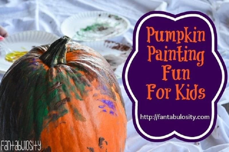 Finger paint a pumpkin for Fall themed toddler activity