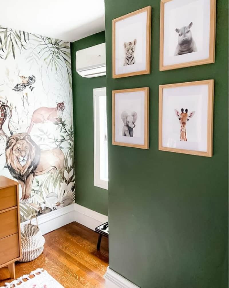 dark green nursery ideas with jungle safari theme