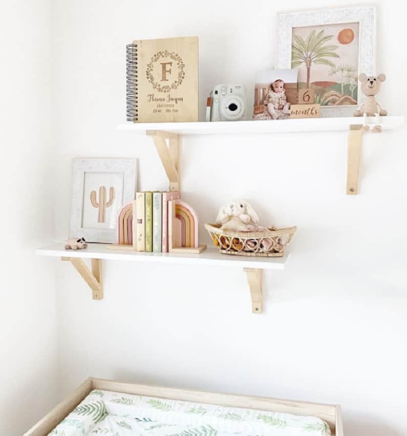 gender neutral wall shelves for baby room