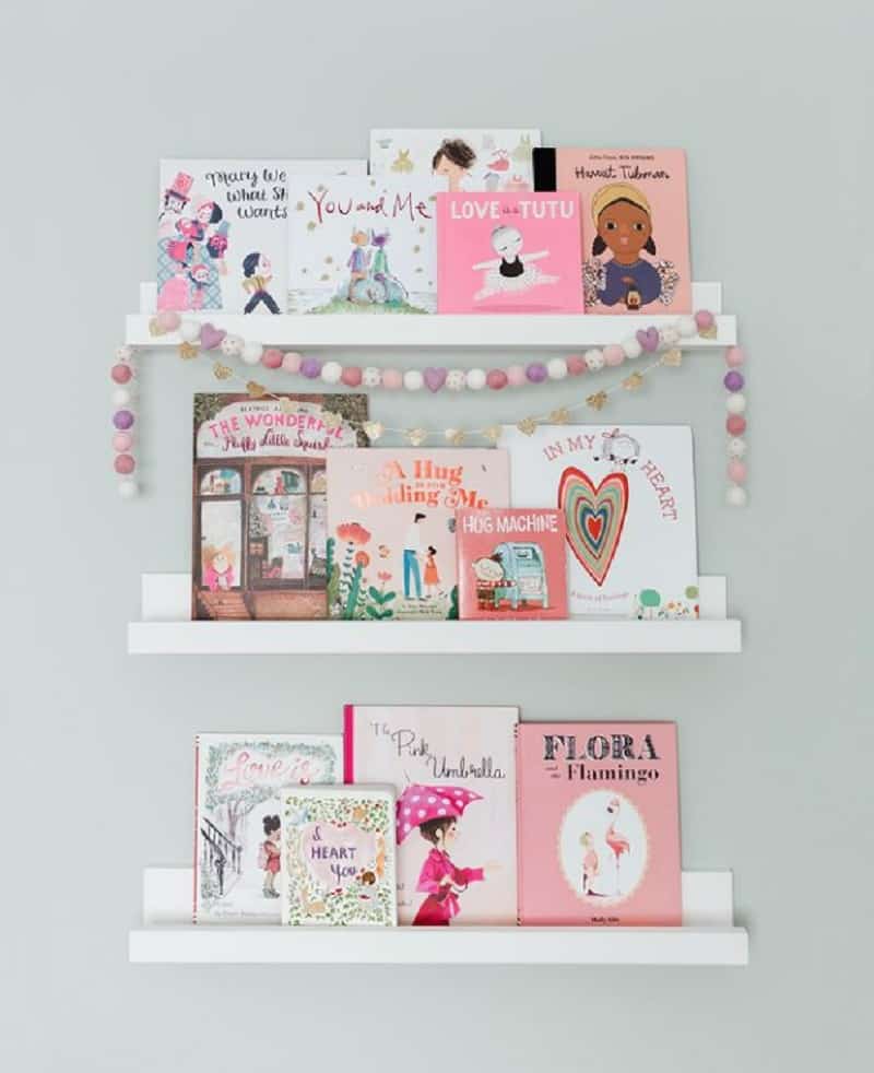 Valentines themed nursery shelf ideas