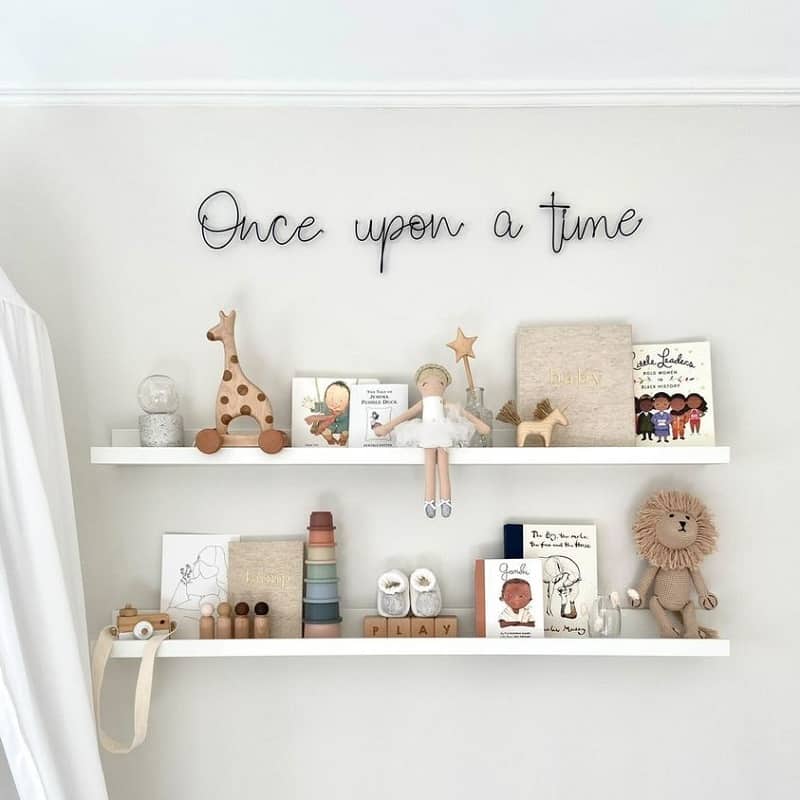 gender neutral wall shelves for baby room