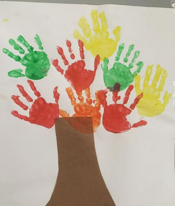 handprint Fall crafts for 2 year olds