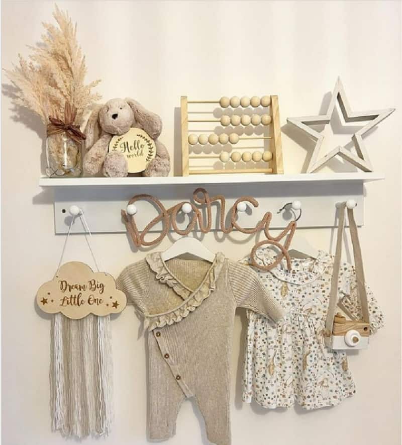 sweet boho baby nursery shelf ideas