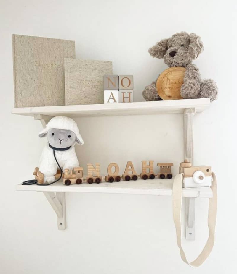 soft palette nursery wall shelves